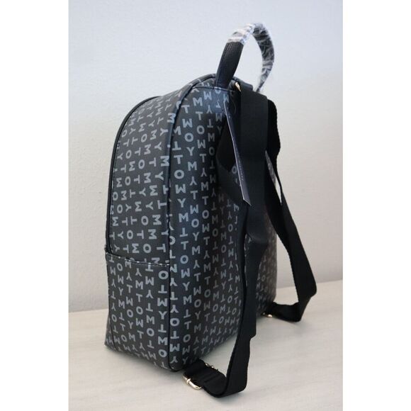 Tommy Hilfiger 69J9675-001 Unisex Black PU Leather Monogram Backpack - Picture 3 of 11
